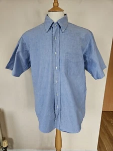 L.L. BEAN Blue Short Sleeve Shirt 16.5 2XL 48" Chest Pocket Lightweight Cotton - Picture 1 of 19