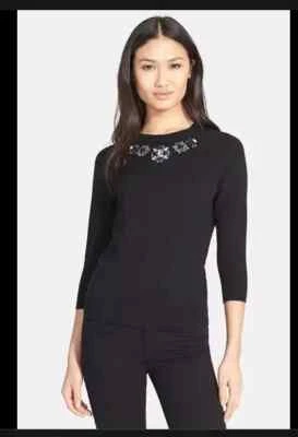 Ted Baker  Black Feera Embellished Silk Blend Sweater SIZE 0 - Image 1 of 3