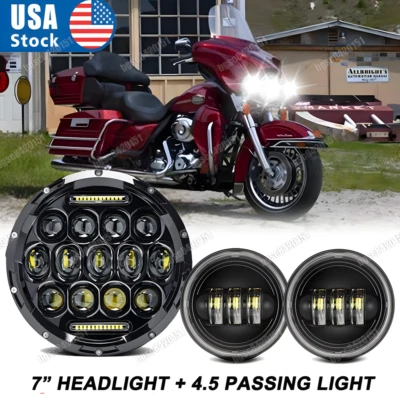 7-дюймовые светодиодные фары и фары дальнего света для Harley-Davidson Electra Glide Ultra Classic - Изображение 1 из 4