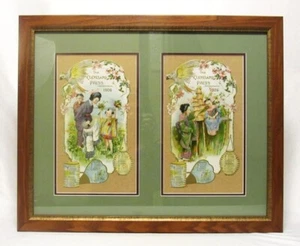 Antik 1906 Cleveland Presse asiatischer orientalisch-japanischer Familienkalender gerahmt - Bild 1 von 9