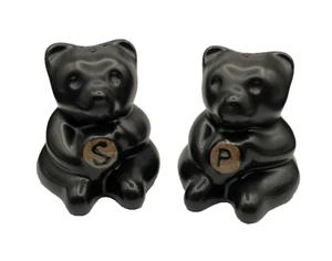 2007 Pigeon River Pottery T. Bullen Black Bear Salt & Pepper Shakers - Picture 1 of 10