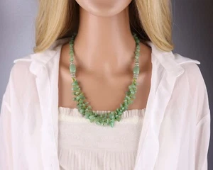 Natürliche Aventurin grüne Edelstein Halskette, Jade Chips Halskette, große Halskette - Bild 1 von 3