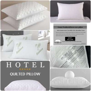 Memory Foam Quilted Pillow Bounce Back Firm Deluxe Striped Pillows Pack Of 2 - Picture 1 of 33