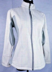 Saucony Athletic Jacket Women's M Beige Gray Plaid Running Full Zip Breathable - Picture 1 of 12