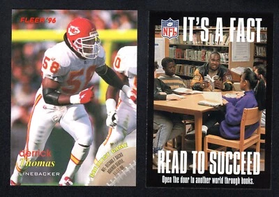 Derrick Thomas Kansas City Chiefs 1996 Fleer Football NFL Fact 2 Cards #13 #80 - Image 1 of 2