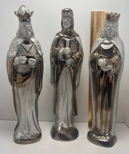 Vintage Three WiseMen Nativity Christmas Figure Set Hand Painted Ceramic MCM 12" - Imagen 1 de 5