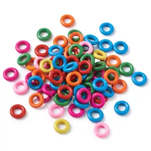 100pcs Random Natural Wood Donut Beads Large Hole Loose Spacers Beading 15x4mm - Picture 1 of 9