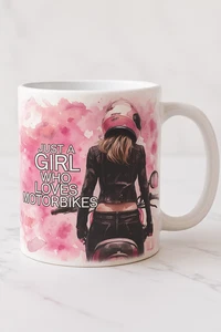 Just a Girl Who Loves Motorbikes Mug – Biker Gift Coffee Tea Cup - Picture 1 of 7