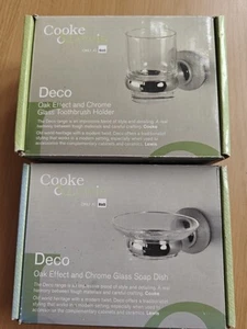 Cooke & Lewis - Deco Eichenoptik Glas Zahnbürste & Seifenschalenhalter - NEU - Bild 1 von 5