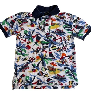 Kids Polo Ralph Lauren Shirt Size 8 Collar Bear Boating Sailing Nautical - Picture 1 of 8