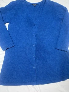 Eileen Fisher Women's Blue Large Wool/Cashmere Blend Cardigan Sweater 1X - Picture 1 of 8