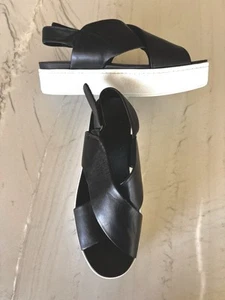 Vince Weslan schwarze Damen-Plateausandalen Kalbsleder überkreuzte Türen 9M 39 - Bild 1 von 10