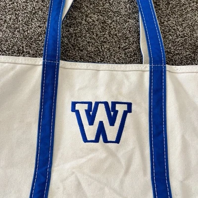 VTG 90’s LL Bean Boat And Tote Bag Large Made In USA Winnipeg Blue Bombers Logo - Image 1 of 4