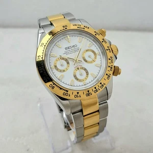 SEIKO WEISSGOLD QUARZ VK63 UHRWERK SAPHIR CHRONOGRAPH HERREN UHR NEU - Bild 1 von 10