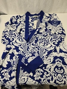 Pre-Owned Alice + Olivia Blue White Size Medium Cardigan Sweater - Picture 1 of 8