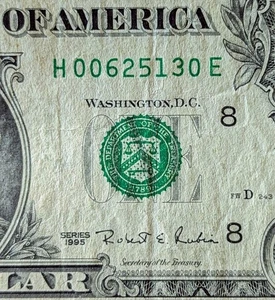 Billete de $1 1995 serie elegante, fecha o billete con cremallera, 25 de junio de 2013. Blue Mound, IL 62513 - Imagen 1 de 3