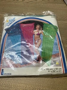 1999 Intex Wet Set Blue Green Floating Pillow Top Mat 72”x27” NOS VTG Summer - Picture 1 of 7