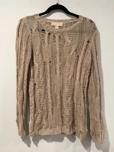 Michael Kors Sweater Womens Small Open Knit Stretch See Through Linen Cotton - Picture 1 of 6