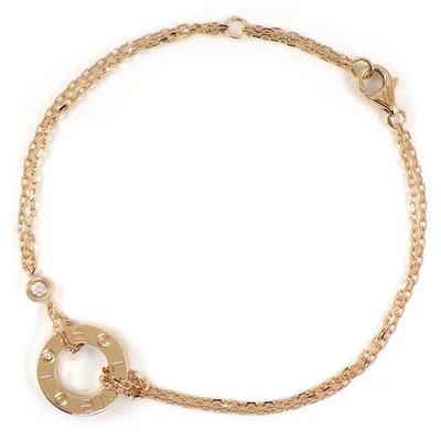 Pulsera Cartier Love B6063600 Doble Cadena Diamante 0.03ct K18PG Usada Foto 1 de 4