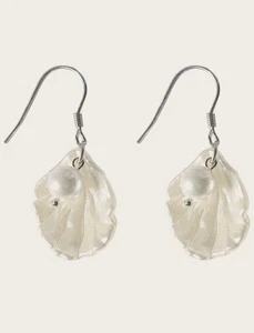 Pendientes colgantes con diseño de concha decorativa de perlas de imitación - Imagen 1 de 4