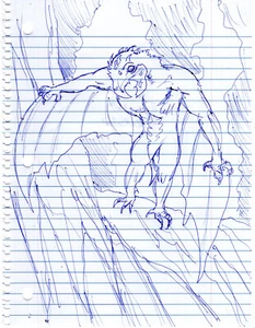 kunstwerk original bleistiftzeichnung 11 x 7 Chinasaurs spielzeug - Bild 1 von 3