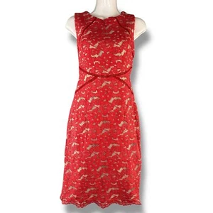 Ivanka Trump Burnt Orange Etui Spitze Midi Formelles Kleid Größe 4 gewellter Saum - Bild 1 von 6