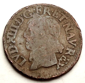 FRANCE DOUBLE TOURNOIS DE WARIN 1643 LOUIS XIII. ZZ7.7 - Picture 1 of 2