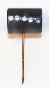 Art Deco Hatpin Silver Rhinestones in Black Thermoplastic Hat Pin Vintage - Picture 1 of 4