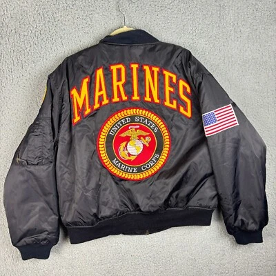 Chaqueta De Colección Michael Hoban Cuerpo de Marines de Estados Unidos Para Hombre L Negra Satinada GRAN LOGOTIPO Espalda Foto 1 de 4