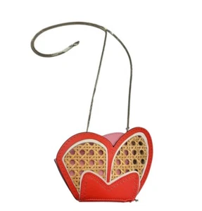 Kate Spade Wing It Crossbody Bag Wicker Butterfly Coin Purse Gold Chain Straw - Picture 1 of 5