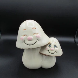 Funghi sorridenti in ceramica vintage fungo antropomorfo sorridente fatto a mano - Foto 1 di 8