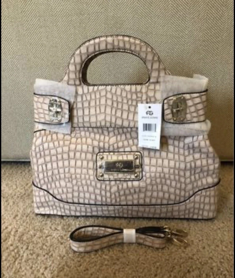 NUEVO CON ETIQUETAS Anais Gvani Mujeres Bolso de Mano Croco Cuero Suave Cartera Bolso Cartera Crema Foto 1 de 4