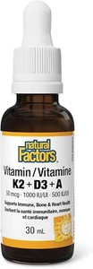 Natural Factors Vitamin K2+D3+A, Easy-to-Take Liquid (30 mL) - Picture 1 of 4