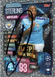 RAHEEM STERLING SIGNED MAN CITY 2019/2020 CHAMPIONS LEAGUE MATCH ATTAX CARD+COA - Picture 1 of 1