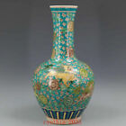 16.3"Chinese antique Porcelain qing kangxi famille rose Full time unicorn vase