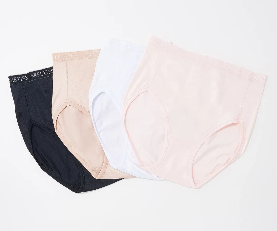 Breezies Women's Set of 4 Nylon Microfiber Hi-Cut Panties Basic Medium Size - Image 1 of 1