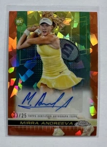2024 Topps Chrome Tennis Sapphire Mirra Andreeva Orange Auto /25 Rookie SP - Picture 1 of 3