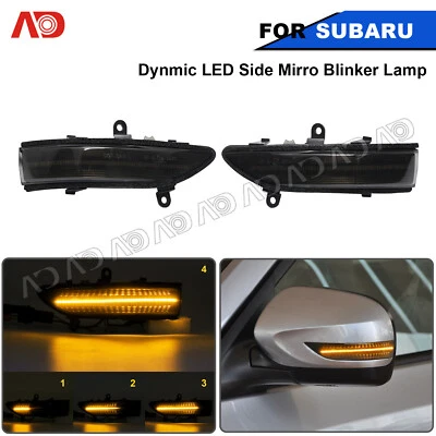  For 08-14 Subaru Impreza WRX STI Dynamic Smoked LED Side Mirror Indicator Light - Image 1 of 4