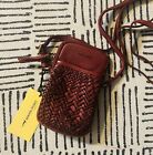 NEU MARTA PONTI Made in Portugal Leder Handy Umhängetasche mit gewebten Details rot
