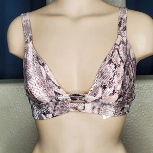 Vitamin A Damen Neutra Pink Bikini Oberteil Schlangenleder Luxus Bralette Größe 10/L Neu mit Etikett - Bild 1 von 8
