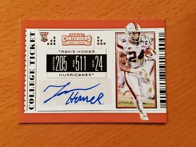 2019 Contenders Draft #276 Travis Homer Miami Seahawks Rookie RB Auto M - Image 1 of 2