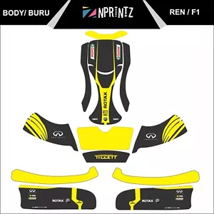 KIT COMPLETO DE PEGATINAS DE KART BURU CON VAINAS LATERALES BURU EVO ESTILO REN F1 - KARTING - - Imagen 1 de 4