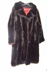 Dark Brown Full Length (Faux) Fur Coat Size Large - Picture 1 of 5
