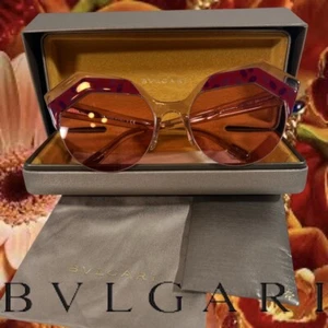 BVLGARI pink, red serpent eyes translucent sunglasses NEW - Picture 1 of 14
