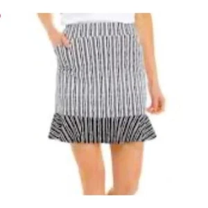 Flounce SKORT Size Large Ruby Rd. Moisture Wicking Active Black White Striped - Picture 1 of 9