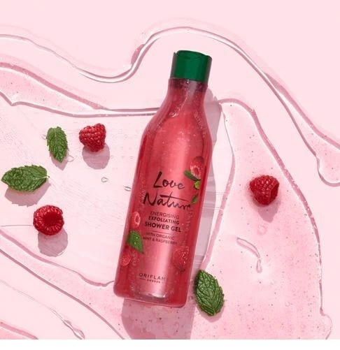 ORIFLAME LOVE NATURE  ENERGISING EXFOLIATING SHOWER GEL ORGANIC MINT & RASPBERRY - Image 1 of 1