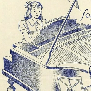 Spartiti Vintage Epoca Seconda Guerra Mondiale 1945 "Maralee Waltz" Ragazza Suona Piano Boy con Violoncello - Foto 1 di 3