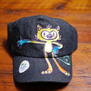 NEW NWT Official RIO Olympics 2016 Mascot VINICIUS Black Cotton Ball Cap Hat - Picture 1 of 8