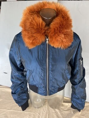 Chaqueta Forever 21 Azul Naranja Mujer Puffer Cremallera Completa Prendas Exteriores Talla Mediana Foto 1 de 4