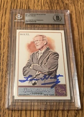 Lou Holtz Signed 2011 Topps Allen & Ginter #3 Notre Dame Irish Auto Beckett Slab - Image 1 of 2